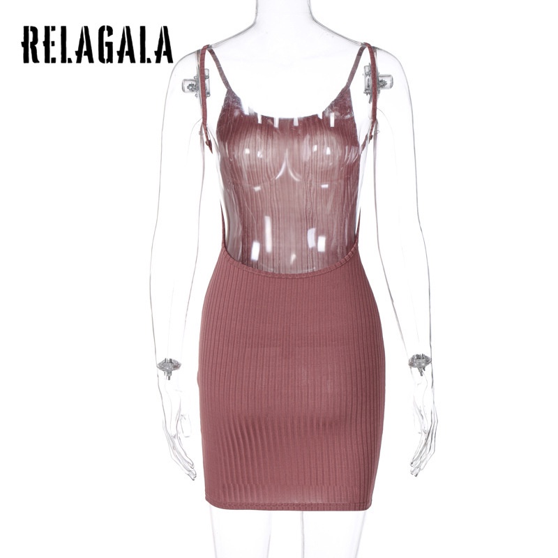 Đầm Dệt Kim Sát Nách Màu Trơn Dáng Ôm Thời Trang Quyến Rũ Cho Nữ