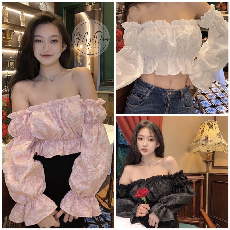 [100c đầu rẻ nhất] Áo xốp gấm hoa mặc 2 kiểu Hàng sẵn - Crt03