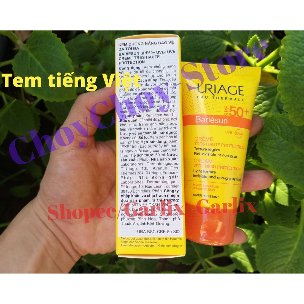 [TEM CTY] Kem Chống Nắng URIAGE Bariesun SPF50+ Cream  50mL - Kem Chống Nắng Bảo Vệ Tối Đa Thích Hợp Cho Da Nhạy Cảm