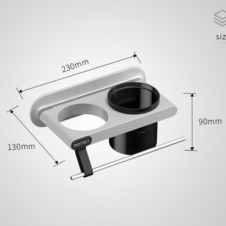 Giá treo máy sấy tóc kèm cốc dán tường nhà tắm, Kệ để đồ nhà tắm đa năng cao cấp tiện lợi