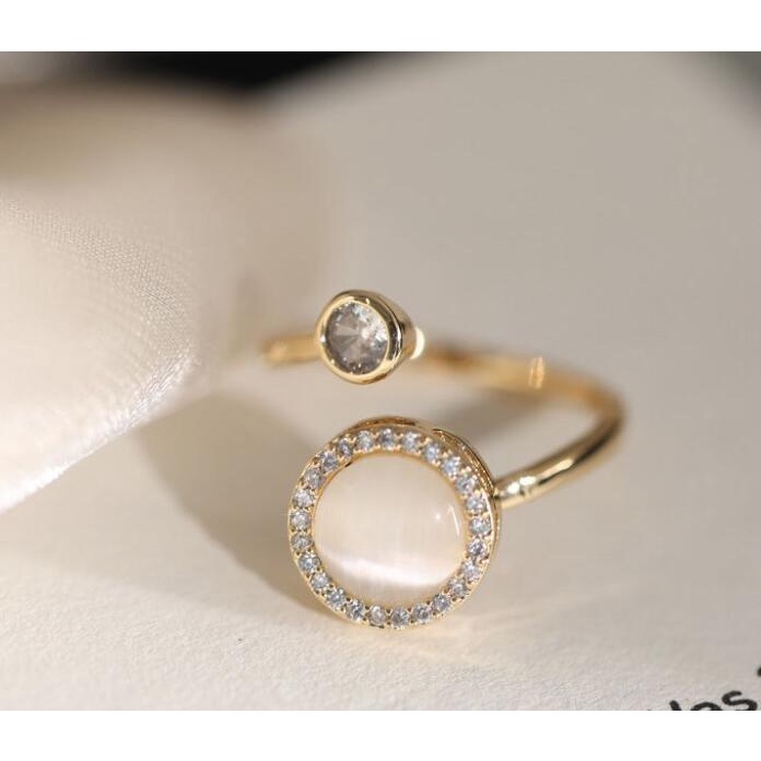 Nhẫn Hở Đính Đá Opal Chuyển Đổi Sang Trọng Cá Tính Hợp Thời Trang Cho Nữ