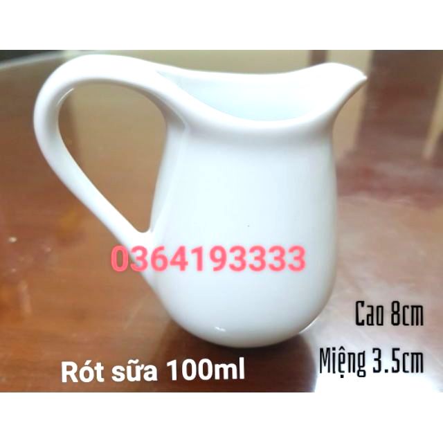 Ly Rót Sữa sứ trắng 35ml 75ml 100ml - Bình rót sữa Milk Jar