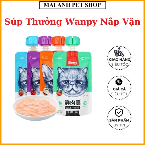Súp Thưởng Wanpy Nắp Vặn 90g Thức Ăn Dinh Dưỡng Cho Mèo