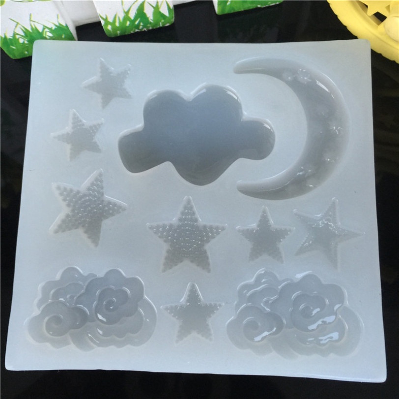 1 Khuôn Silicone Làm Mặt Trang Sức Hình Trăng Sao Đám Mây Sáng Tạo