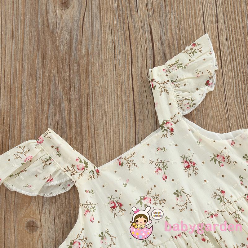 Đầm Chữ A Cổ Vuông Cài Nút Xuống Hình Hoa Thời Trang Cho Bé Gái 6 Tháng - 4 Tuổi