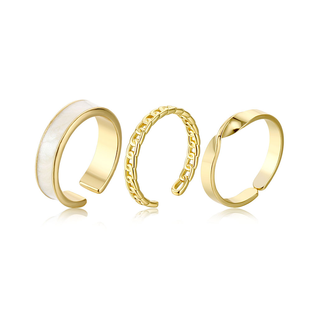 Set 3 Nhẫn Đeo Tay Kim Loại Thời Trang Cho Nữ