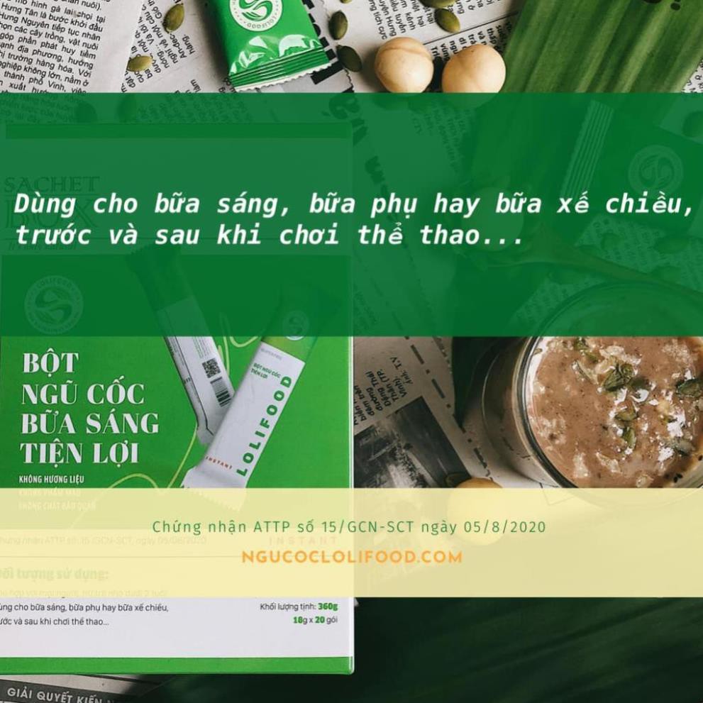 Bột ngũ cốc Lolifood bữa sáng tiện lợi 1 hộp 20 gói x 18g