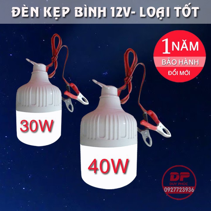 Bóng đèn led 12V dùng cho bình ắc quy 20W – 30W – 40W kẹp lớn  loại tốt bảo hành 1 năm