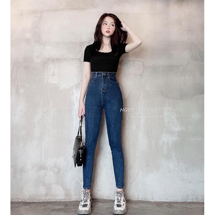 [Size 60kg - 87kg] Dài Jean Trơn 4 Màu Đen/Xanh Nhạt/Xanh Đậm/Đen/Xám - Lưng Cao Trên Rốn - Co Giãn Mạnh