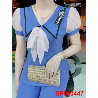 Đồ bộ thun cát hàn thắt nơ cổ 447
