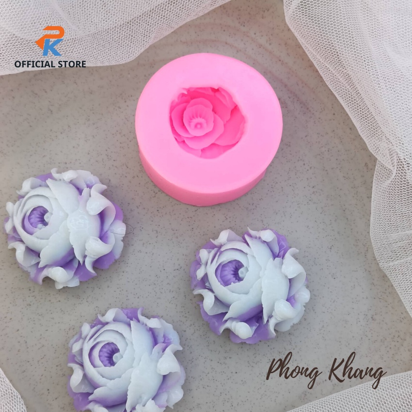 Khuôn silicon 4d Phong Khang làm rau câu hình hoa hồng