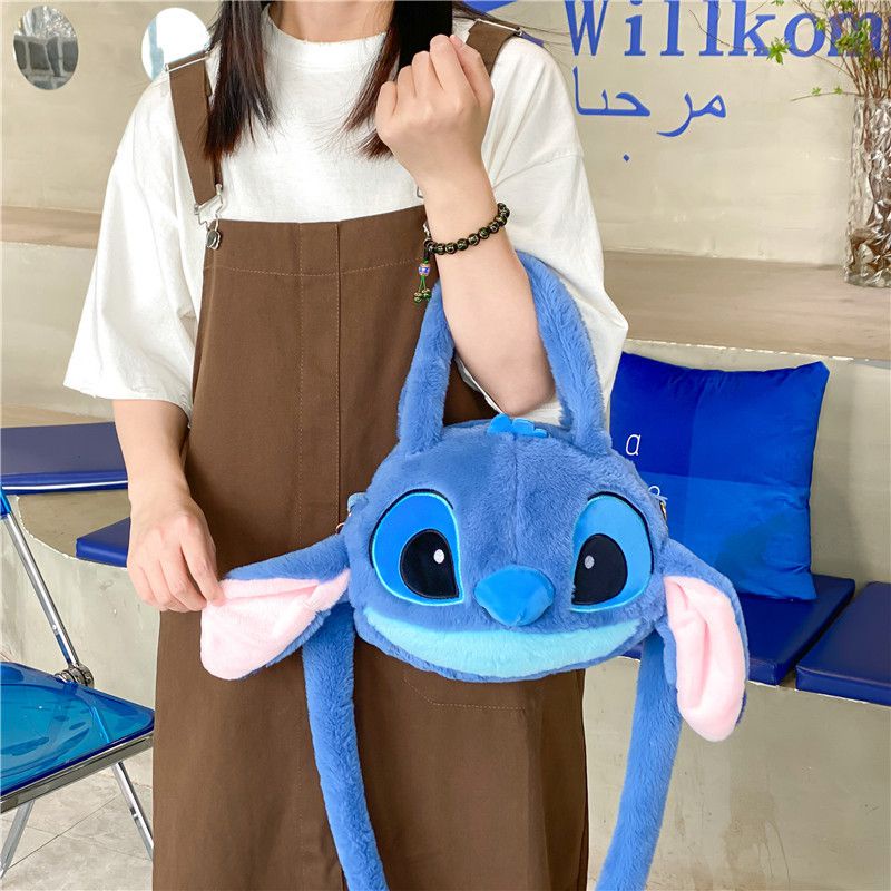 Disney Lilo &amp; Stitch Cartoon Stitch Plush Handbag Cute Messenger Bag Girl Gift