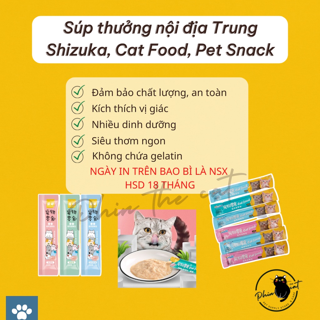 Combo 30,50 thanh súp thưởng cho mèo Shizuka, Cat Food, Pet Snack, CiaoWang- Thanh 15g | phinthecat