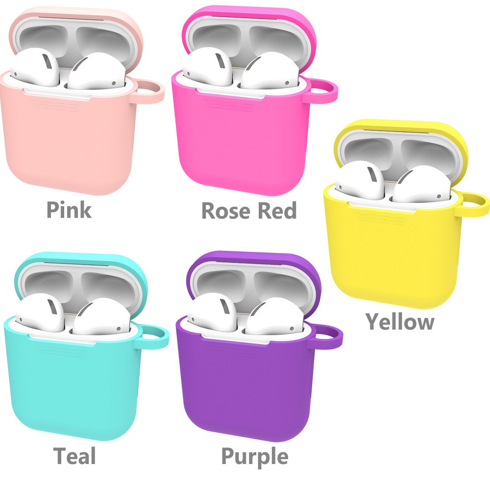 Hộp bảo vệ bằng silicon chống bụi chống sốc kèm móc đeo cho Apple AirPods