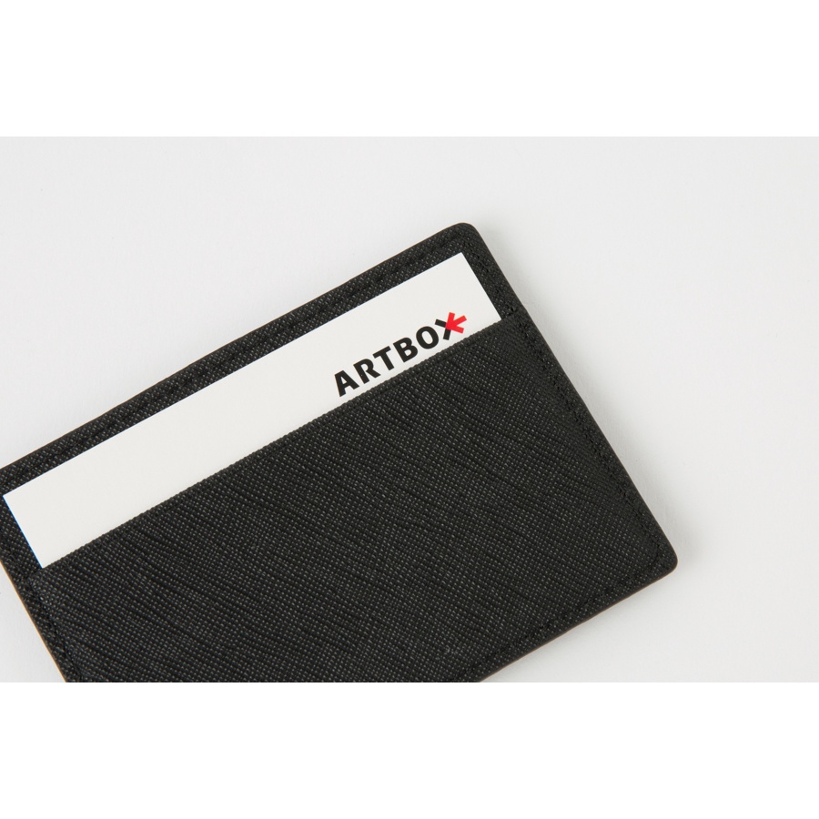 Ví Đựng Thẻ Artbox Hàn Quốc Màu Nâu Đính Huy Hiệu Hình Cún Schnauzer Dễ Thương Đơn Giản