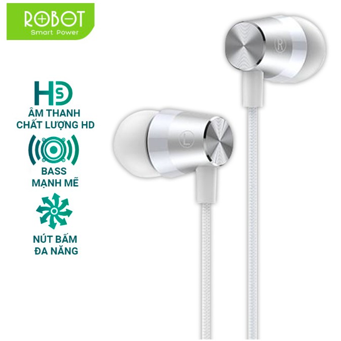 Tai Nghe Có Dây -Jack cắm 3.5mm - Âm Thanh Sắc Nét- ROBOT RE101S