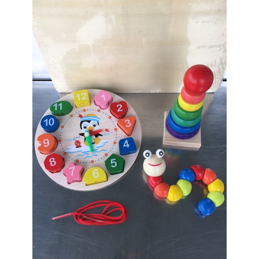 Đồ chơi gỗ thông minh cho bé, combo đồ chơi gỗ phát triển trí tuệ 4 - 6 món