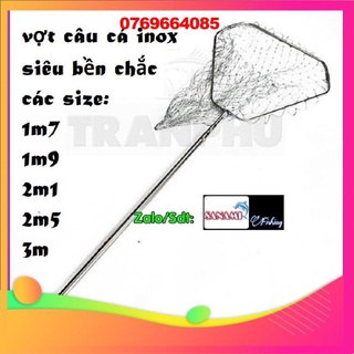 Vợt vớt cá inox 1m7 đến 3m dạng vuông xl01- full inox, cứng, tải cá tốt, vợt xúc cá -đ𝗢̂̀𝗖𝗔̂𝗨𝟭𝟲𝟳