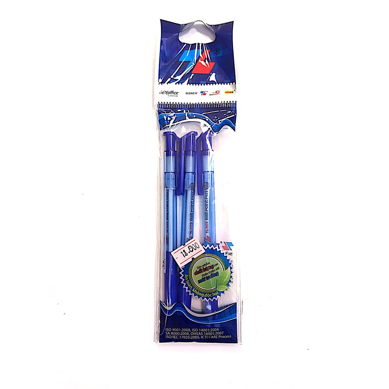 Vỉ 3 Bút Bi 0.8 mm Thiên Long TL-023 - Mực Xanh