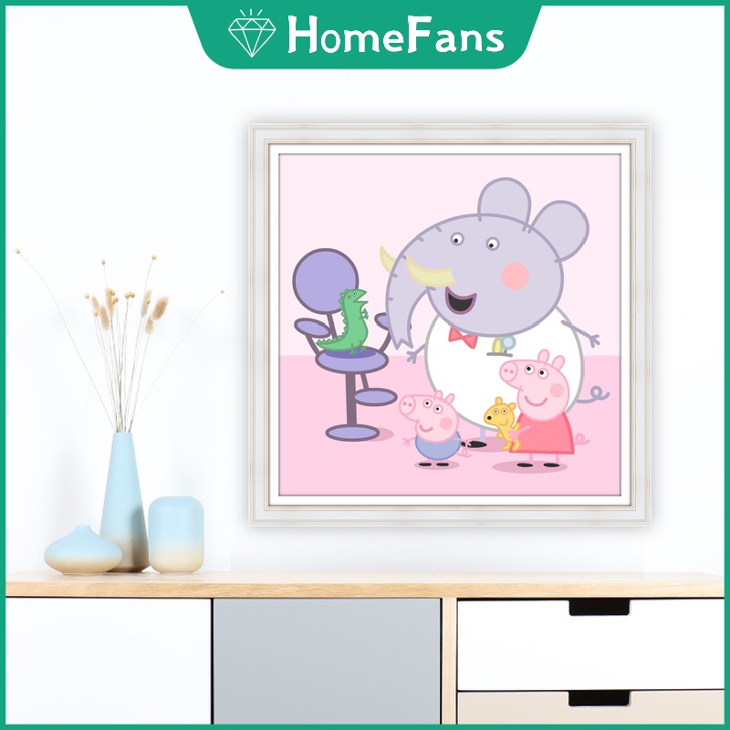 Bộ Tranh Đính Đá 5D Tự Làm Hình Heo Peppa 30x30cm / 40x40cm