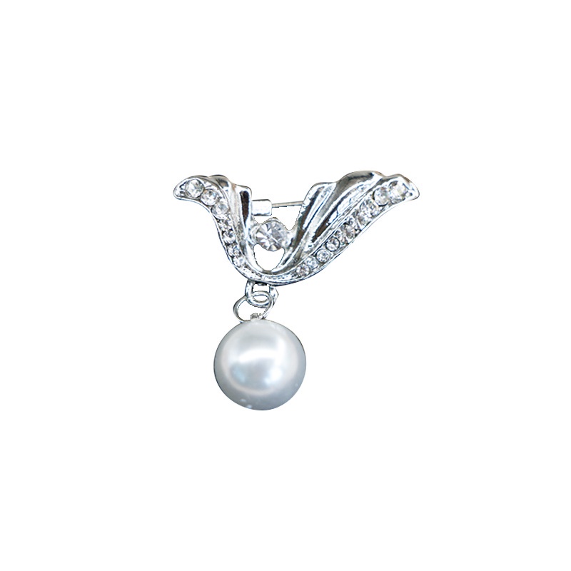 Ghim Cài Áo Hình Nơ Đính Ngọc Trai Chống Chói Thời Trang Cho Nữ