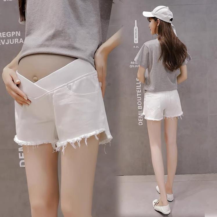 Quần sooc bầu cạp chéo vải kaki co giãn❤️quần bầu có chun điều chỉnh❤️đùi bầu size s~2xl❤️