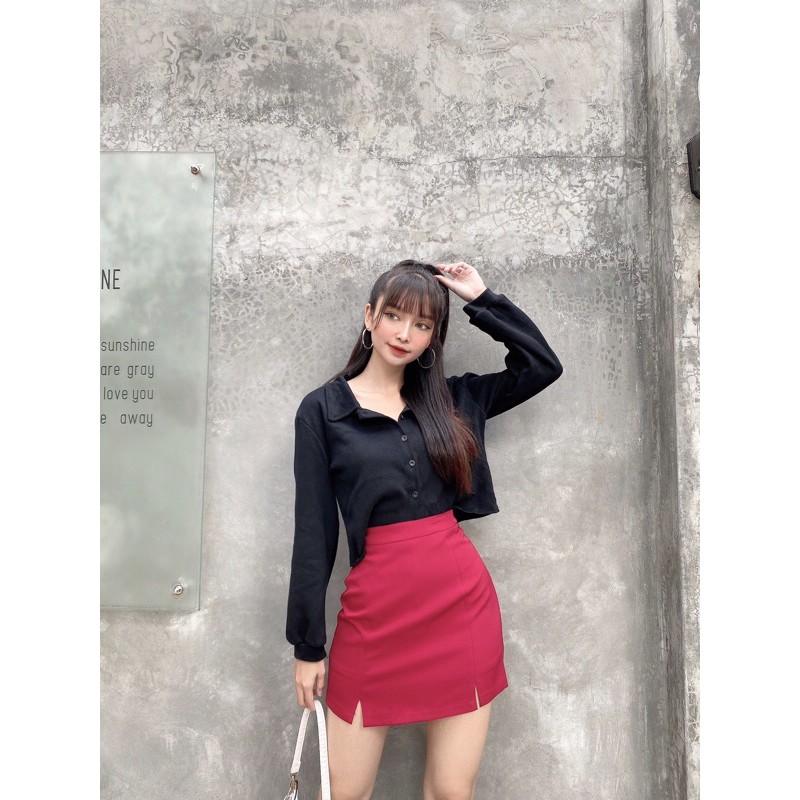 Chân váy trơn xẻ dáng ngắn LADY STYLE & OUTFITS