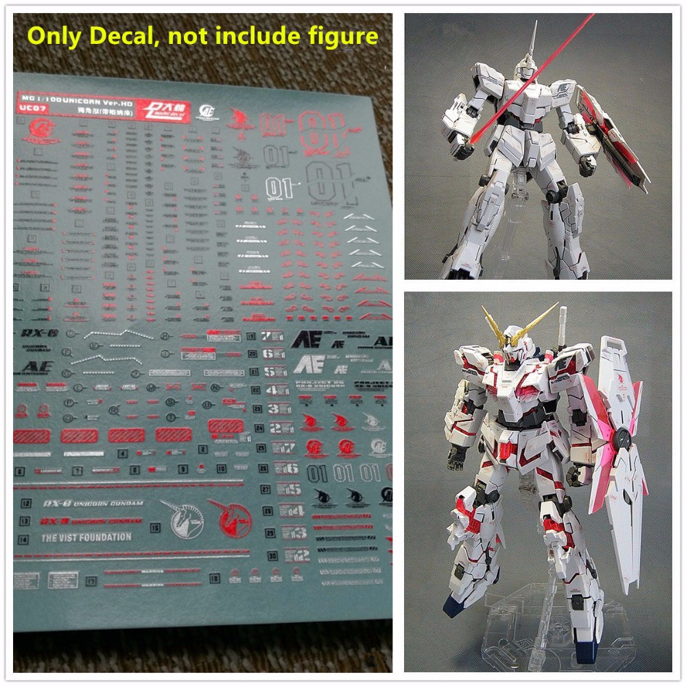 Decal nước dán mô hình MG HG RG Mega size Gundam Unicorn MGEX các loại - Water sticker