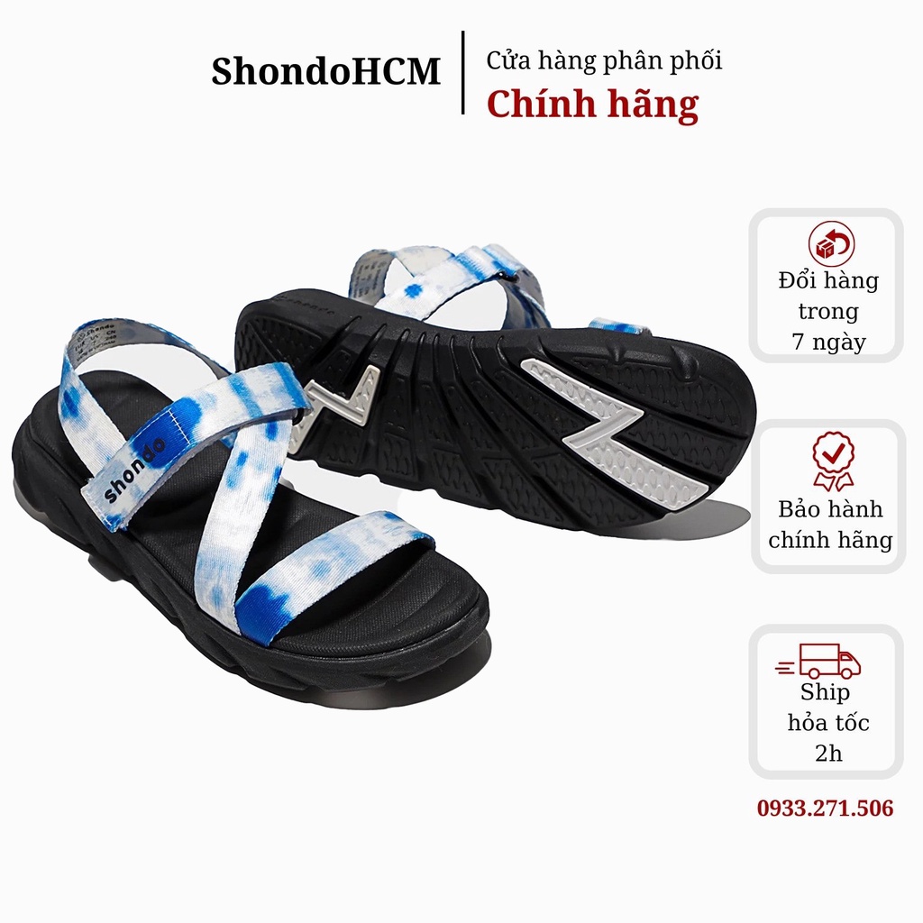 Giày sandal Shondo nam nữ F6 sport loang khói xanh dương F6S1031 Shondo chính hãng