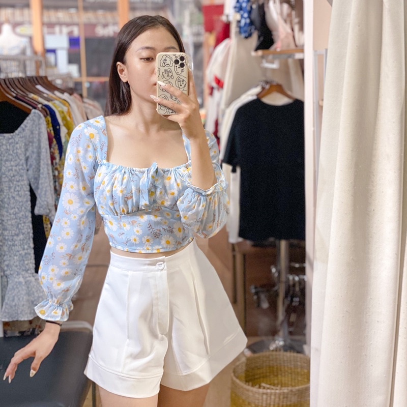 Quần short nữ vải cạp cao ống rộng Vian REVERCLOTHINGS quần đùi trắng đen Vian Shorts