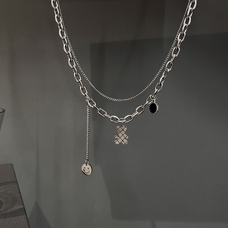 Vòng cổ Choker Mặt Hình Gấu Mặt Cười Phong Cách Cổ Điển