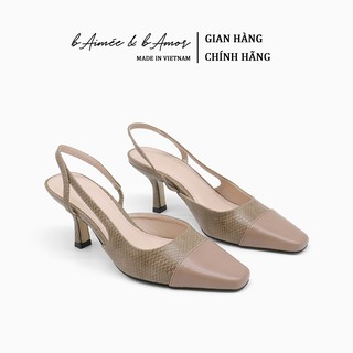 Giày Cao Gót Nữ bAimée & bAmor Slingback Vintage Quai Hậu Mũi Tròn Bit Mũi Gót Nhọn Hàn Quốc Đẹp Cao Cấp MS1641