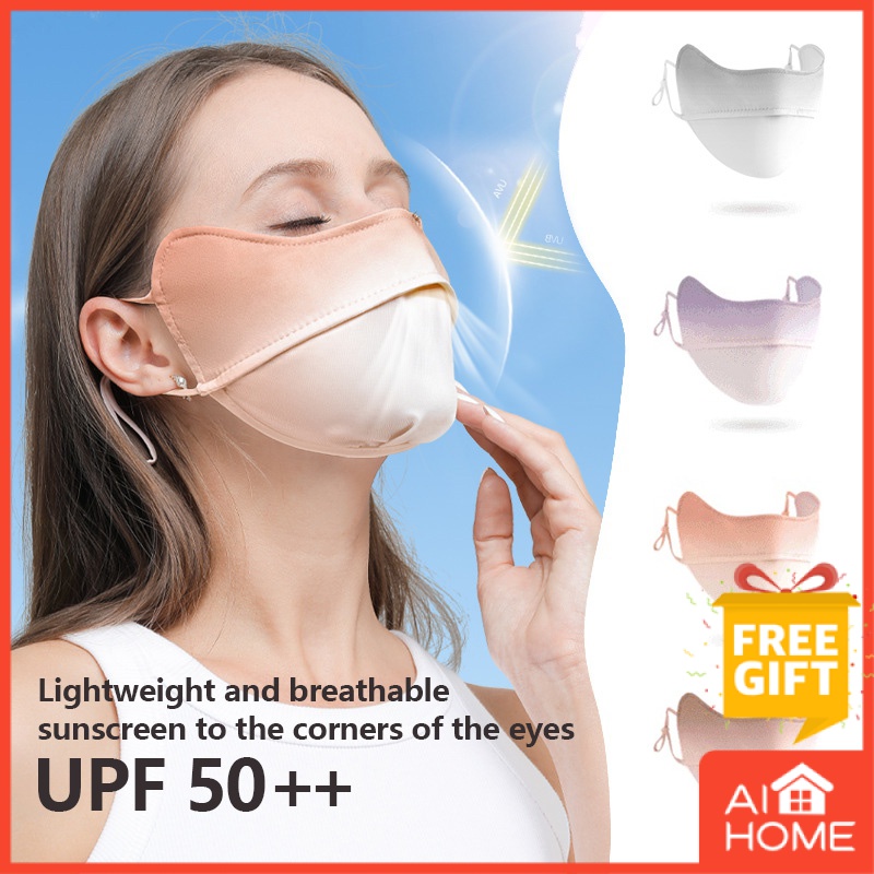 Khẩu Trang Chống Nắng Chống Tia uv Bảo Vệ Toàn Khuôn Mặt Và Mũi Bằng Vải Lụa Màu gradient Thời Trang Mùa Hè Dành Cho Bạn Nữ