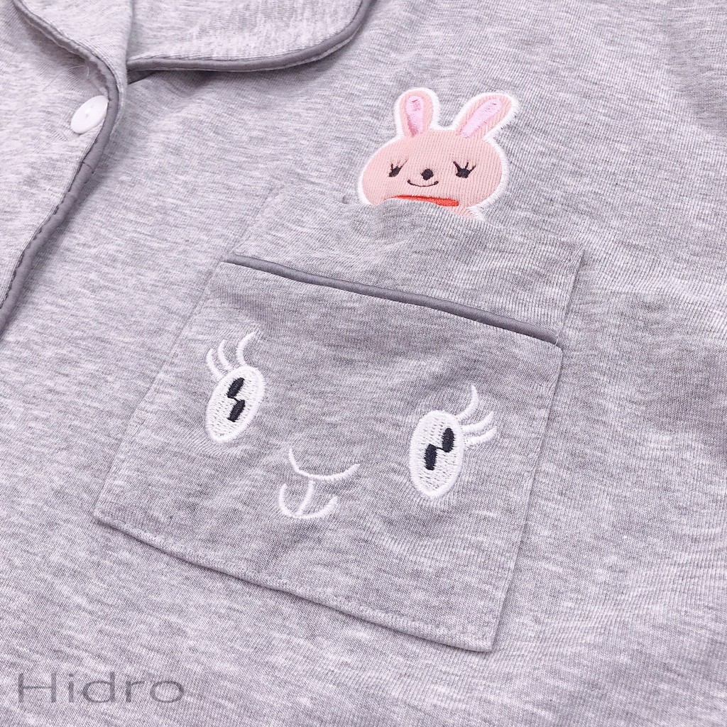 Bộ pijama thêu hoạ tiết thỏ siêu cute