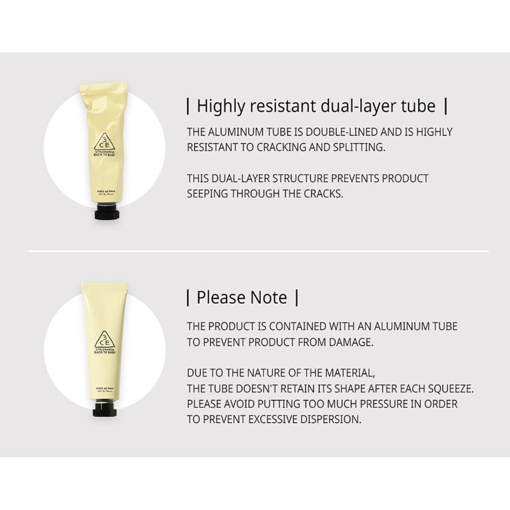 [Hàng mới về] Tuýp kem lót 3CE thể tích 30ml có 2 màu tùy chọn | BigBuy360 - bigbuy360.vn