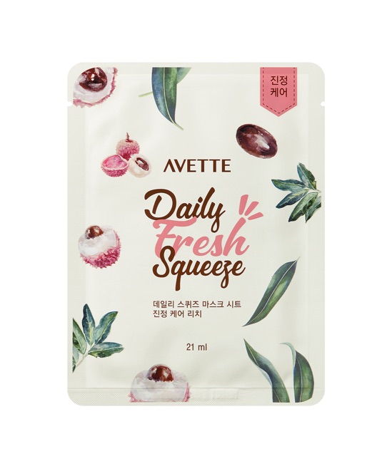 Set mặt nạ giấy dùng hàng ngày Trái vải & Nho Xanh Avette . Avette Daily Squeeze Sheet mask duo Lychee &Green Grape