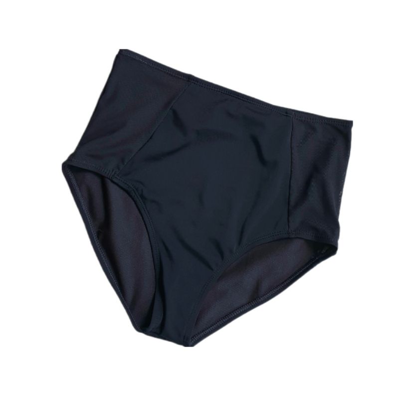 Quần bơi nữ, bikini lẻ cạp cao phối lưới màu đen | BigBuy360 - bigbuy360.vn