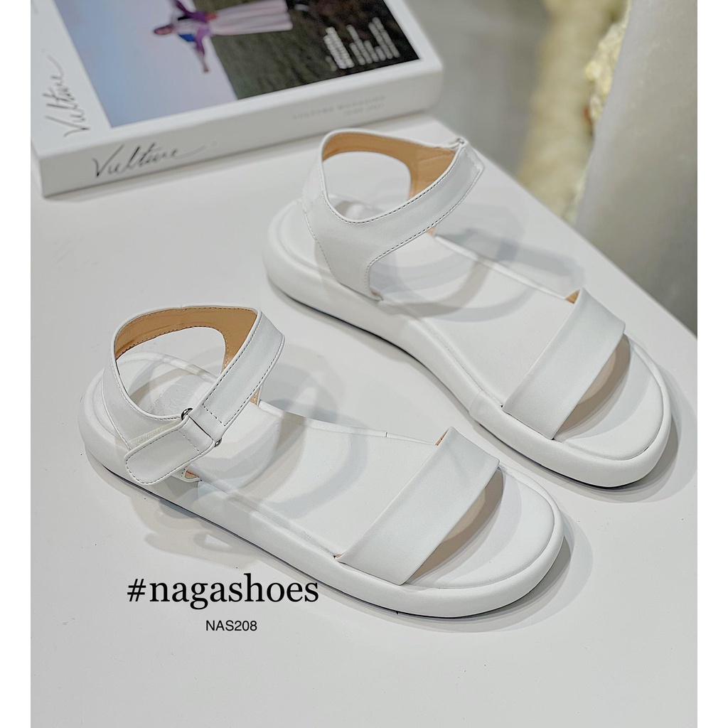 GIÀY SANDAL NAGASHOES QUAI NGANG KHÓA DÁN 2CM NAS208
