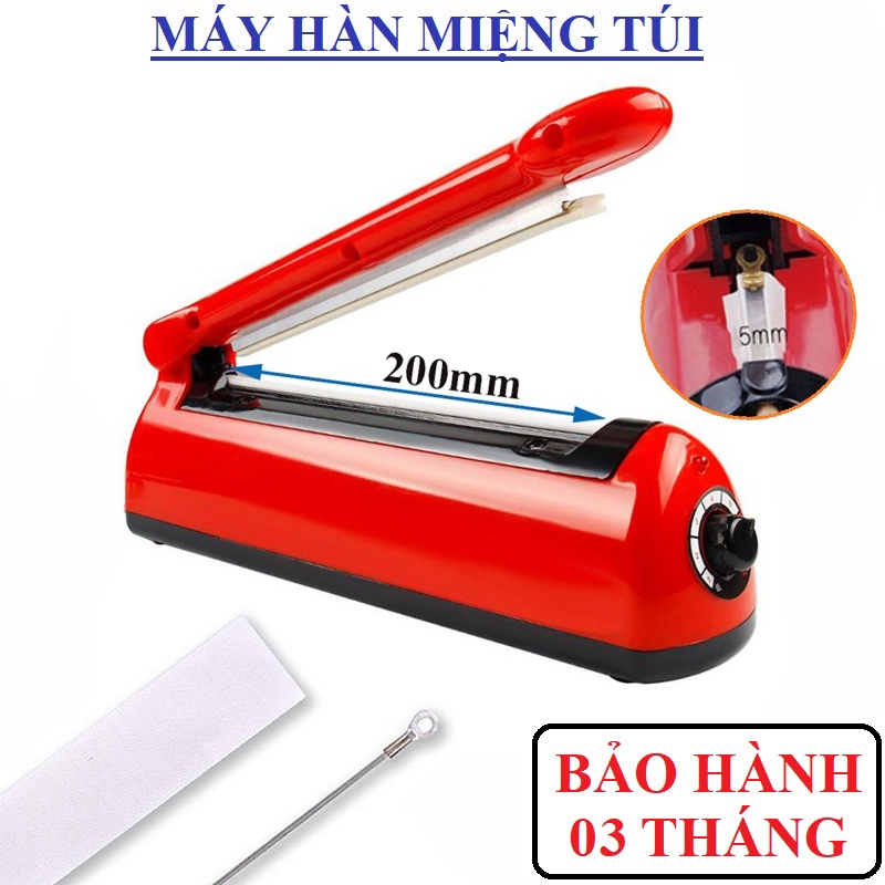 Máy hàn miệng túi đa năng 200x5mm - Hàn túi zip, túi giấy craft, túi nilon PP/PE - Bảo hành 3 tháng