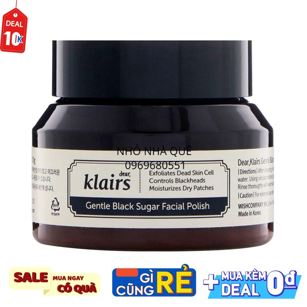 [DATE LUÔN MỚI] Tẩy Da Chết Klairs Gentle Black Sugar Facial Polish 60G