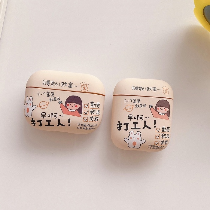 Vỏ Bảo Vệ Hộp Sạc Tai Nghe compatible AirPods 3 Pro compatible AirPods 2 Pro Bằng TPU Họa Tiết Công Nhân Dễ Thương Độc Đáo Thời Trang