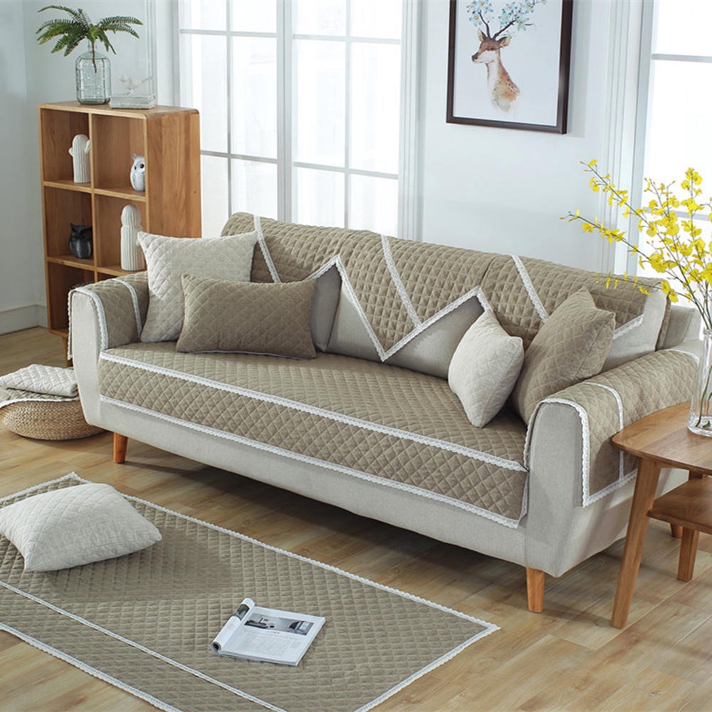 Tấm Vải Cotton Lanh Thoáng Khí Lót Ghế Sofa Chống Trượt Tiện Dụng