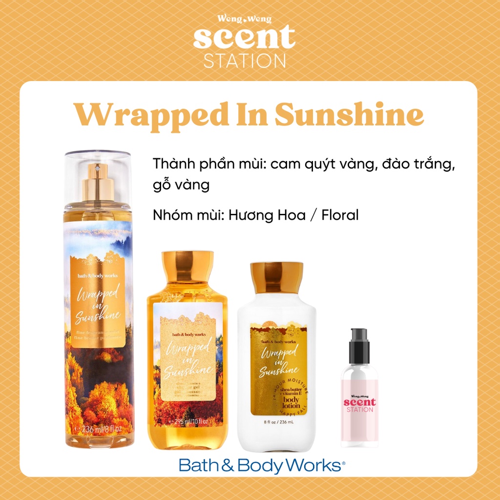 Bộ Sản Phẩm Chăm Sóc Cơ Thể Toàn Diện BBW mùi Wrapped In Sunshine