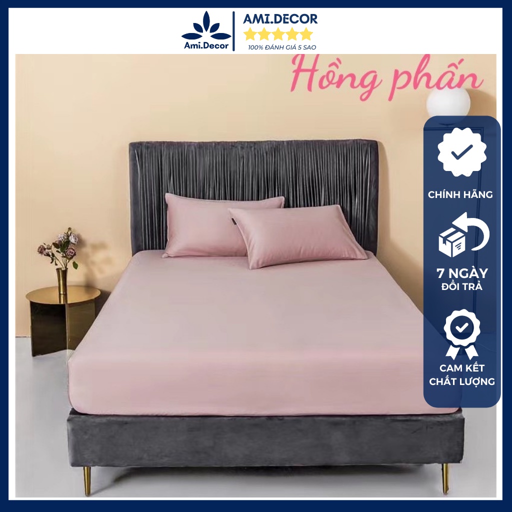 Ga giường và vỏ gối lụa màu trơn nhập khẩu cao cấp, ga giường lụa tencel mềm mịn mát lạnh, miễn phí bo chun