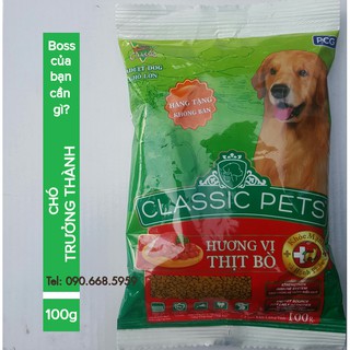 Combo 3kg (30 gói x 100g) Thức ăn chó Trưởng thành Classic pets Adult 100G vị thịt bò