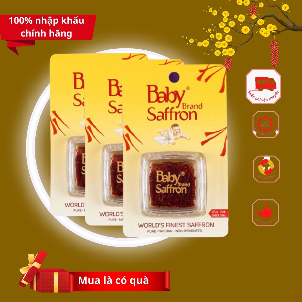 Saffron, nhuỵ hoa nghệ tây BABY SAFFRON Ấn Độ CHÍNH HÃNG, combo 3gr