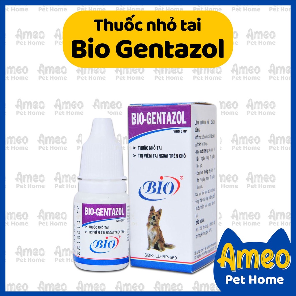 Dung dịch nhỏ tai Chó Mèo Bio Gentazol - hỗ trợ ngừa Viêm tai - chai 10ml