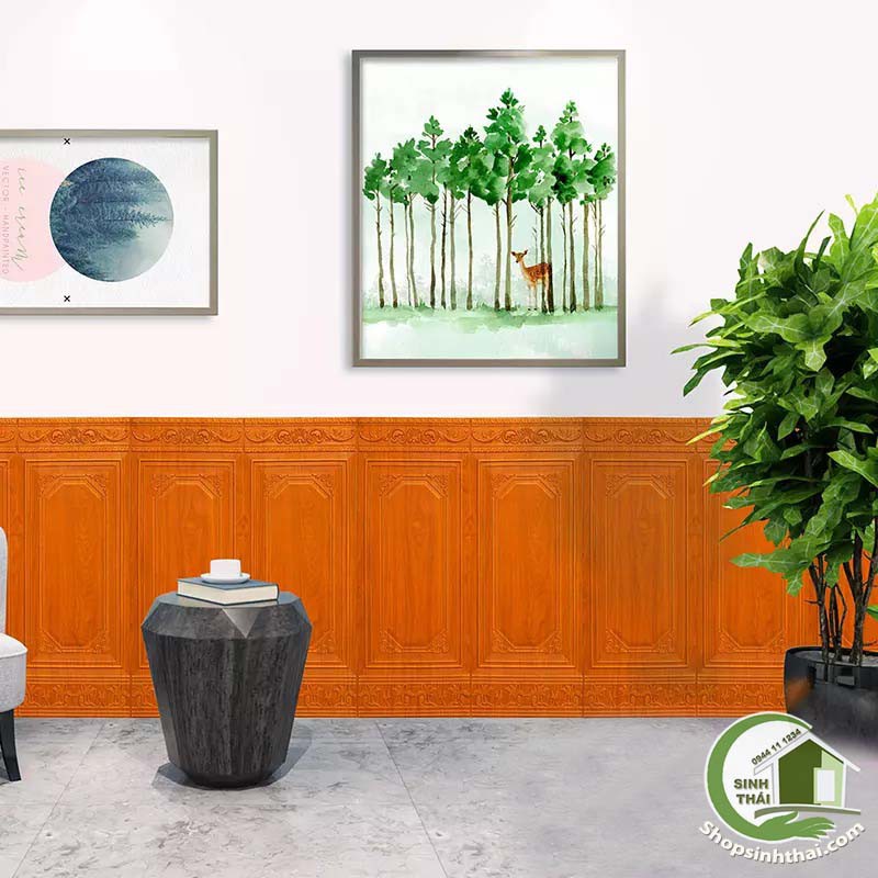 Xốp dán tường giả gỗ màu đỏ - xốp dán chân tường lamri