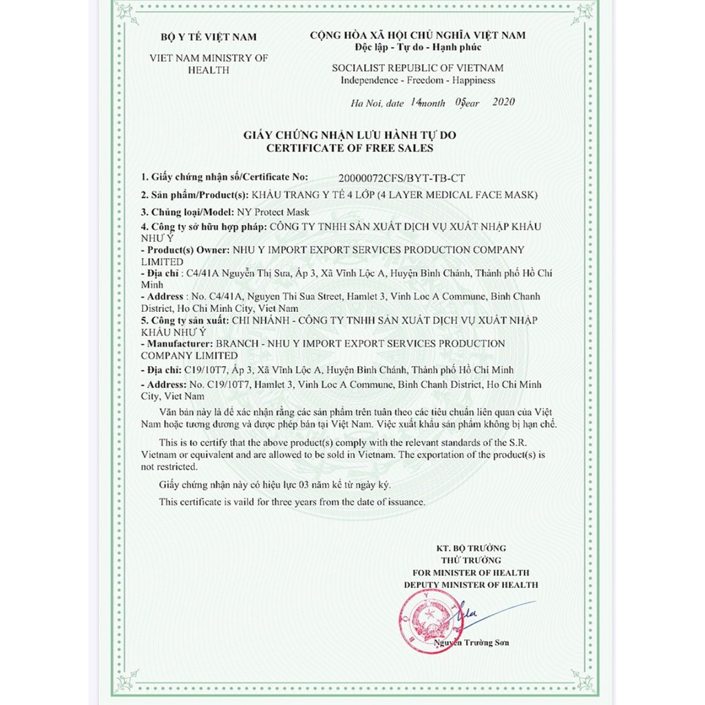 Khẩu trang y tế kháng khuẩn 4 lớp Như Ý