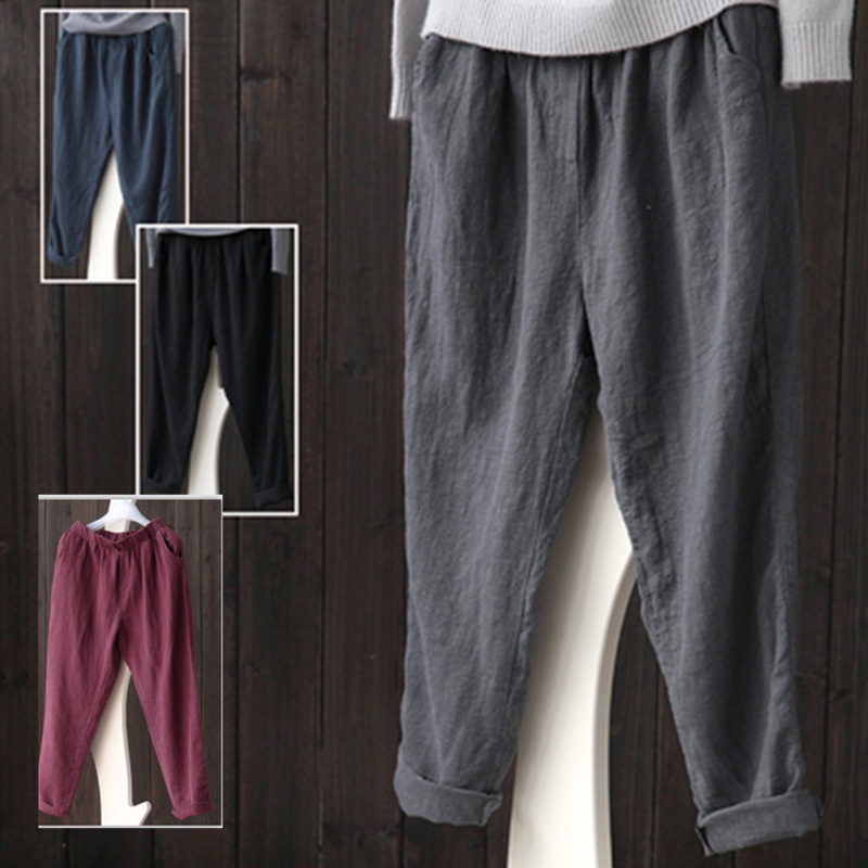 Quần Dài Dáng Rộng Vải Lanh Cotton Phong Cách Xuân Hè Mới 2022 Cho Nữ
